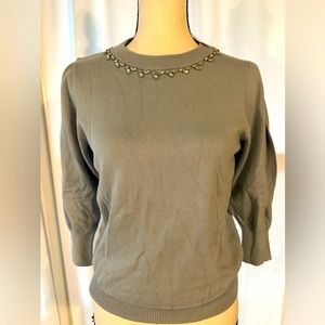 Ann Taylor Factory gray sweater with rhinestones